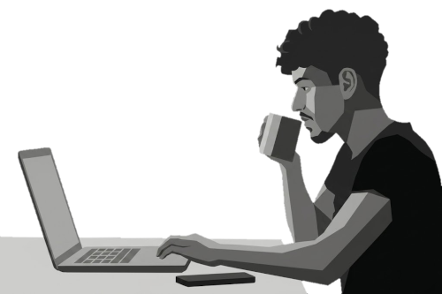 Ilustração do Programador Éric Neves trabalhando